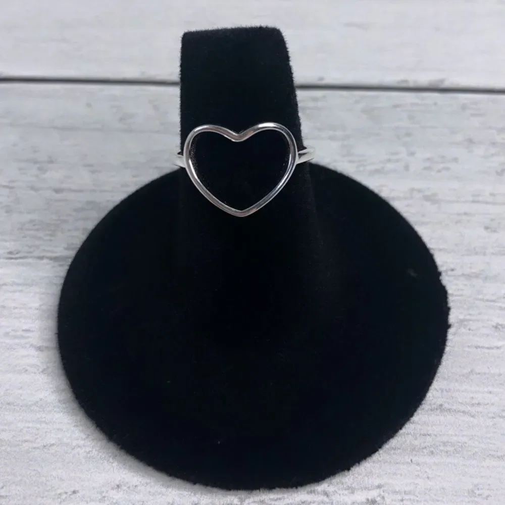 Hollow heart 100% genuine sterling silver 925 ring